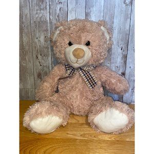 Homerbest Soft Brown Teddy Bear Plush Plaid Bow Stuffed Animal Soft Toy 16"
